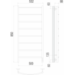 Полотенцесушитель электрический Terminus Классик П8 500х850 quick touch 4670078531360
