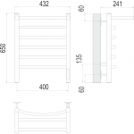 Полотенцесушитель электрический Terminus Классик П6 400х650 quick touch с полкой 4670078531384