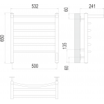 Полотенцесушитель электрический Terminus Классик П6 500х650 quick touch с полкой 4670078531391