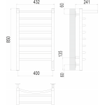 Полотенцесушитель электрический Terminus Классик П8 400х850 quick touch с полкой 4670078531407