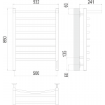 Полотенцесушитель электрический Terminus Классик П8 500х850 quick touch с полкой 4670078531414