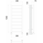 Полотенцесушитель Terminus Контур П9 300х1000 мм 4670078529664