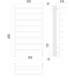 Полотенцесушитель электрический Terminus Полка П8 500х850 quick touch с полкой 4670078524836