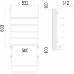 Полотенцесушитель Terminus Полка П6 500х600 с полкой 4670078530288