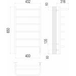 Полотенцесушитель электрический Terminus Полка П6 400х650 quick touch с полкой 4670078531421