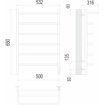 Полотенцесушитель электрический Terminus Полка П6 500х650 quick touch с полкой 4670078531438