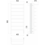 Полотенцесушитель электрический Terminus Полка П8 400х850 quick touch с полкой 4670078531445