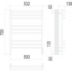 Полотенцесушитель электрический Terminus Прато П9 500х700 sensor quick touch 4670078531506