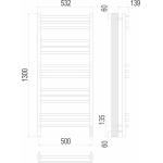 Полотенцесушитель электрический Terminus Прато П15 500х1300 sensor quick touch 4670078531513