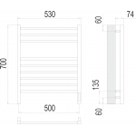 Полотенцесушитель электрический Terminus Сицилия П9 500х700 sensor quick touch 4670078526311