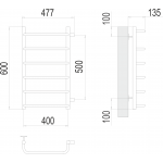 Полотенцесушитель Terminus Стандарт П6 400х600 мо 500 с боковым подключением 4670078530325