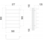 Полотенцесушитель Terminus Стандарт П6 500х600 мо 500 с боковым подключением 4670078530349