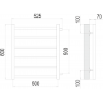 Полотенцесушитель Terminus Вега П6 500х600 мо 500 с боковым подключением 4670078530004