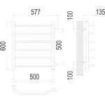 Полотенцесушитель Terminus Виктория П6 500х600 мо 500 с боковым подключением 4670078530073