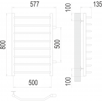 Полотенцесушитель Terminus Виктория П8 500х800 мо 500 с боковым подключением 4670078530110