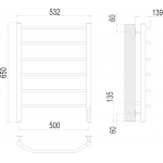 Полотенцесушитель электрический Terminus Виктория П6 500х650 quick touch 4670078531193