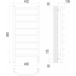 Полотенцесушитель электрический Terminus Виктория П8 400х850 quick touch 4670078531209