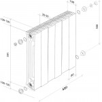 Радиатор биметаллический Royal Thermo Piano Forte 500 6 секций серый RTPNSS50006