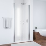 Душевая дверь Vegas Glass E2P 90x189 распашная профиль хром глянцевый стекло сатин E2P 90 08 10