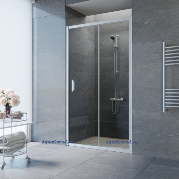 Душевая дверь Vegas Glass ZP 105x190 раздвижная профиль хром матовый стекло прозрачное ZP 105 07 01