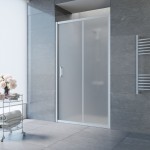 Душевая дверь Vegas Glass ZP 100x190 раздвижная профиль хром матовый стекло сатин ZP 100 07 10