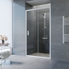 Душевая дверь Vegas Glass ZP 100x190 раздвижная профиль белый стекло прозрачное ZP 100 01 01