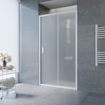 Душевая дверь Vegas Glass ZP 100x190 раздвижная профиль белый стекло сатин ZP 100 01 10
