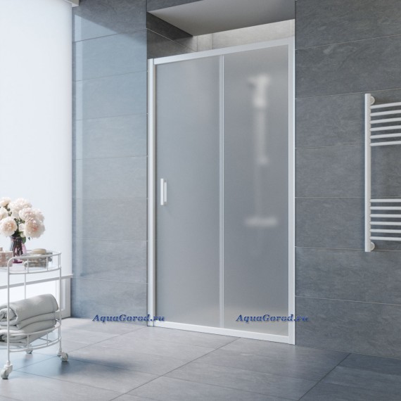 Душевая дверь Vegas Glass ZP 100x190 раздвижная профиль белый стекло сатин ZP 100 01 10