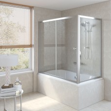 Шторка для ванны Vegas Glass ZV+ZVF 150х70х140 с неподвижной боковой стороной профиль хром глянцевый стекло прозрачное ZV+ZVF 150х70 08 01