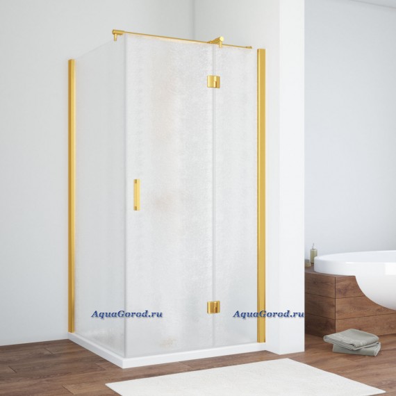 Душевое ограждение Vegas Glass AFP-Fis 100x110x189 распашная дверь профиль золото стекло шиншилла AFP-Fis 100x110 09 02