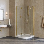 Душевое ограждение Vegas Glass AFS 120x120x189 распашные двери профиль золото стекло прозрачное AFS 120 09 01