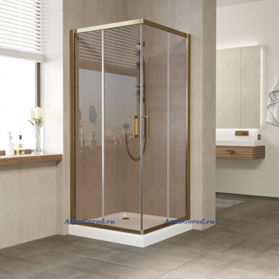 Душевое ограждение Vegas Glass ZA 100x100x190 раздвижные двери профиль бронза стекло бронза ZA 100 05 05