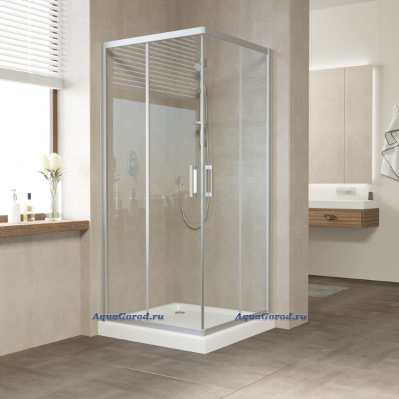 Душевое ограждение Vegas Glass ZA 80x80x190 раздвижные двери профиль хром матовый стекло прозрачное ZA 80 07 01