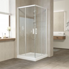 Душевое ограждение Vegas Glass ZA 80x80x190 раздвижные двери профиль белый стекло прозрачное ZA 80 01 01