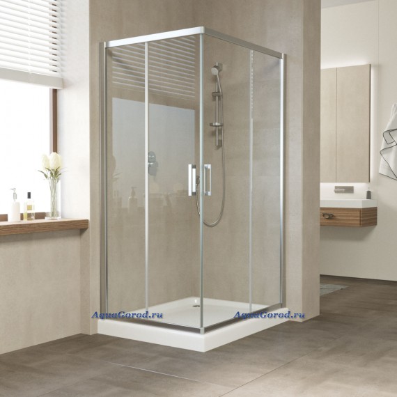 Душевое ограждение Vegas Glass ZA-F 90x80x190 раздвижные двери профиль хром глянцевый стекло прозрачное ZA-F 90x80 08 01