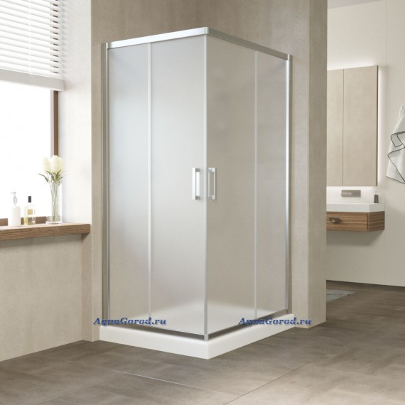 Душевое ограждение Vegas Glass ZA-F 90x80x190 раздвижные двери профиль хром глянцевый стекло сатин ZA-F 90x80 08 10