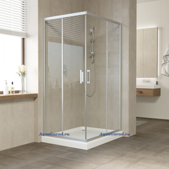 Душевое ограждение Vegas Glass ZA-F 90x80x190 раздвижные двери профиль черный матовый стекло прозрачное ZA-F 90x80 02М 01