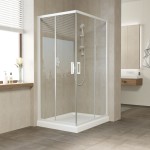 Душевое ограждение Vegas Glass ZA-F 90x80x190 раздвижные двери профиль белый стекло прозрачное ZA-F 90x80 01 01