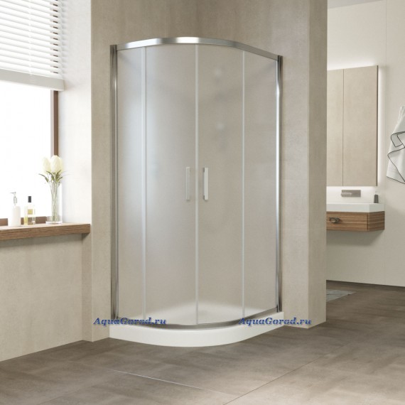 Душевое ограждение Vegas Glass ZS-F 90x80x190 раздвижные двери профиль хром глянцевый стекло сатин ZS-F 90x80 08 10