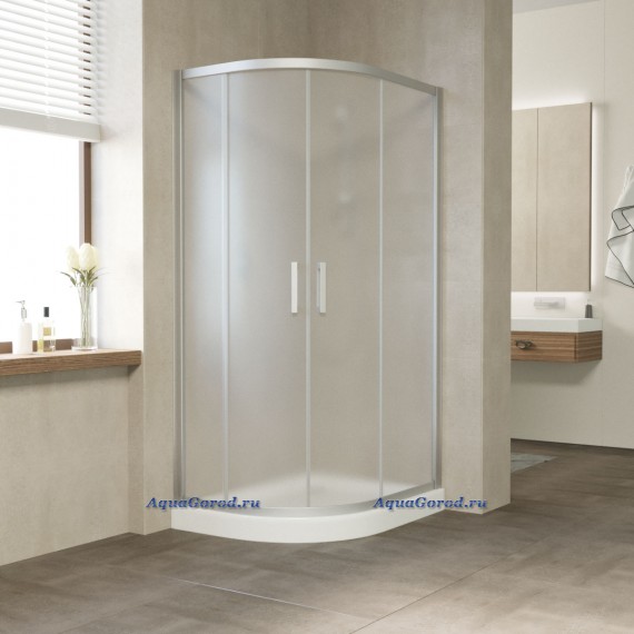 Душевое ограждение Vegas Glass ZS-F 90x80x190 раздвижные двери профиль хром матовый стекло сатин ZS-F 90x80 07 10