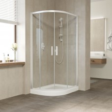 Душевое ограждение Vegas Glass ZS-F 90x80x190 раздвижные двери профиль белый стекло прозрачное ZS-F 90x80 01 01