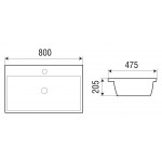 Раковина WeltWasser SK DEILBACH 7608-80 врезная 800х475х205 прямоугольная белая 10000004639