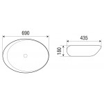 Раковина WeltWasser SK ELBACH 1094 накладная 690х435х180 овальная асимметричная белая глянцевая 10000004596