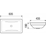 Раковина Weltwasser Deilbach врезная прямоугольная 635х435х190 DEILBACH 6044