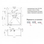 Мойка кухонная Zorg Inox 51х51 нержавеющая сталь графит PVD 5151 GRAFIT