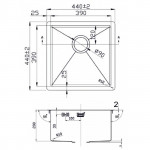 Мойка кухонная Zorg Light 44х44 нержавеющая сталь хром ZL R 440440