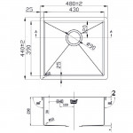 Мойка кухонная Zorg Light 48х44 нержавеющая сталь хром ZL R 480440