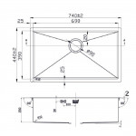 Мойка кухонная Zorg Light 74х44 нержавеющая сталь хром ZL R 740440