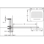 Верхний душ Cezares Tesoro двухрежимный с кронштейном 45 см TESORO-F-TD2P-01