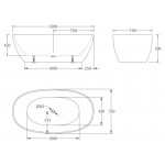 Ванна акриловая BelBagno отдельно стоящая овальная 150х75 см BB81-1500